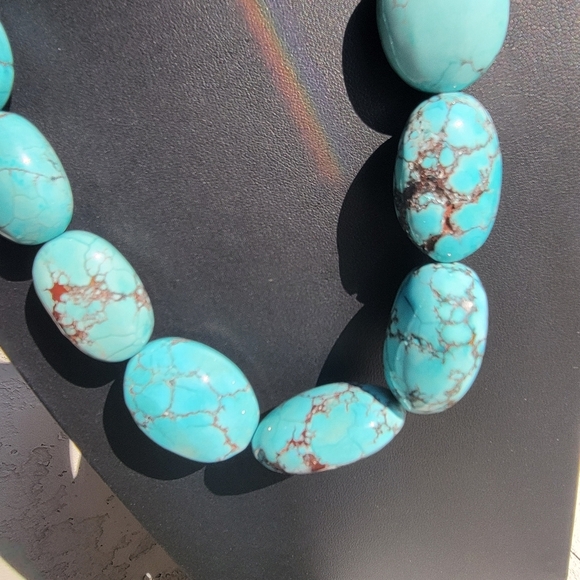 Chunky 1390 Cts Tibetan Turquoise Large Beaded Gemstone Necklace Unisex … - Picture 8 of 9